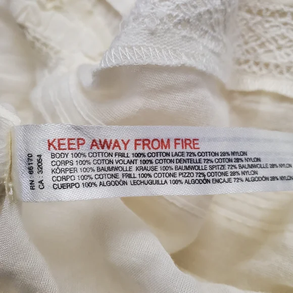 Free People Size S Cream Florence Bed Jacket Sheer Tie Front Ruffle Lace Top - Picture 4 of 7